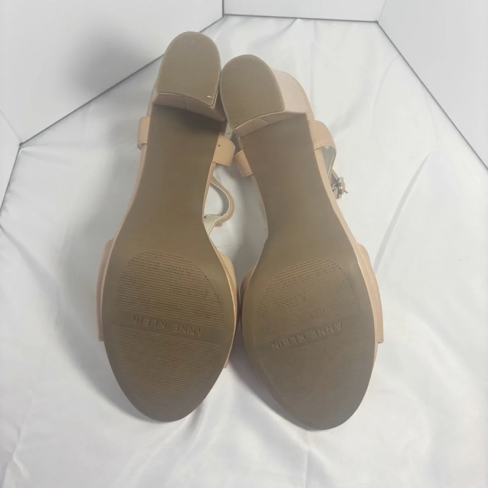 Anne Klein Tan Heels with Ankle Strap and Block Heel worn twice